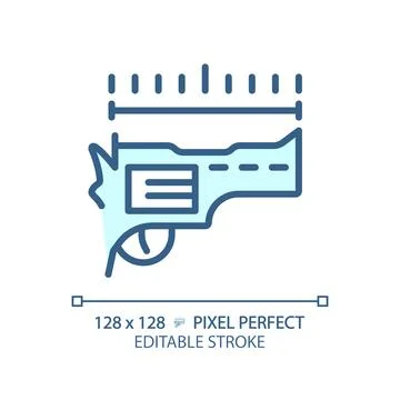 2D thin linear pixel perfect simple blue barrel length icon Stock Illustration