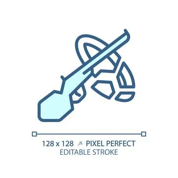 2D thin linear pixel perfect simple blue clay pigeon icon Stock Illustration