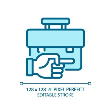 2D thin linear pixel perfect simple blue unemployment icon Stock Illustration