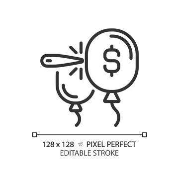 2D thin linear pixel perfect simple black bubble economy icon Illustrazione stock
