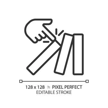 2D thin linear pixel perfect black tumbling dominoes icon イラスト素材