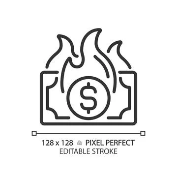 2D thin linear pixel perfect simple black inflation icon Stock Illustration