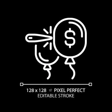 2D thin linear pixel perfect simple white bubble economy icon Illustrazione stock