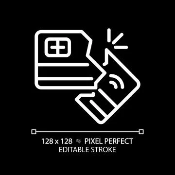 2D thin linear pixel perfect simple white credit crunch icon Stock Illustration