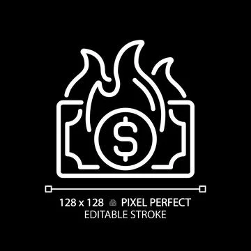 2D thin linear pixel perfect simple white inflation icon Stock Illustration