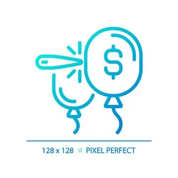 2D thin linear pixel perfect gradient bubble economy icon 스톡 일러스트