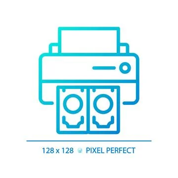 2D thin linear pixel perfect gradient printing money icon Ilustração Stock