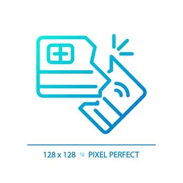 2D thin linear pixel perfect gradient credit crunch icon Stock Illustration