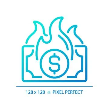 2D thin linear pixel perfect simple gradient inflation icon Stock Illustration