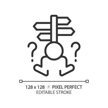 2D thin linear simple black indecisiveness icon Stock Illustration