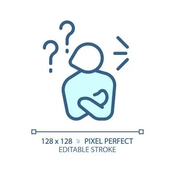 2D thin linear simple blue ignoring icon Stock Illustration