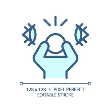 2D thin linear simple blue paranoia icon 스톡 일러스트