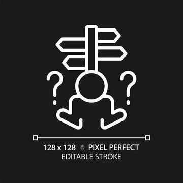 2D thin linear simple white indecisiveness icon Stock Illustration