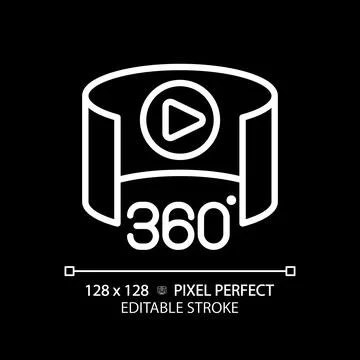 2D thin linear white 360 degree icon 스톡 일러스트