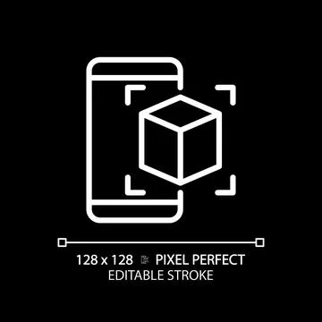 2D thin linear white AR application icon Stock Illustration
