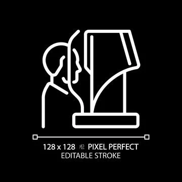 2D thin linear white computerized eye testing icon Stock Illustration