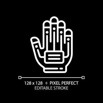 2D thin linear white haptic glove icon Stock Illustration