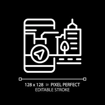 2D thin linear white map navigation icon 스톡 일러스트