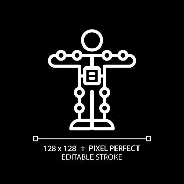 2D thin linear white motion capture suit icon 스톡 일러스트
