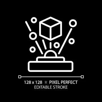 2D thin linear white projection icon イラスト素材