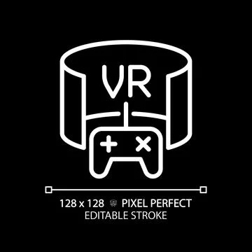 2D thin linear white virtual reality icon Illustrazione stock