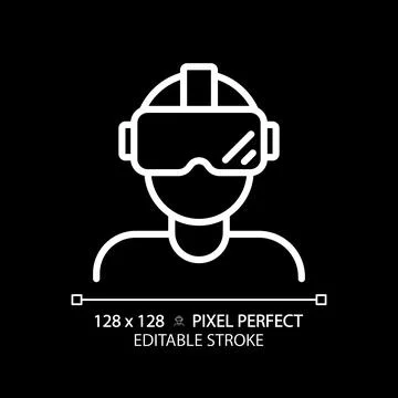 2D thin linear white virtual reality simulator icon Illustrazione stock
