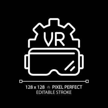 2D thin linear white VR goggles icon 스톡 일러스트