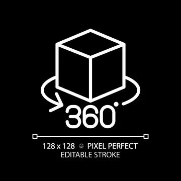 2D thin linear white VR 360 icon イラスト素材