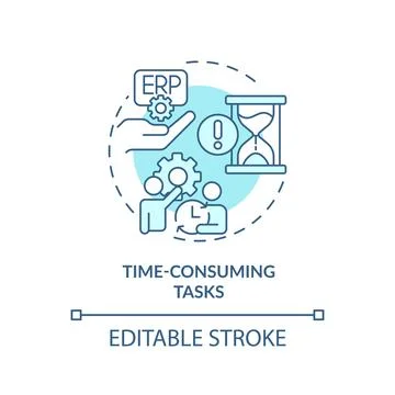 2D time consuming tasks blue icon concept Illustrazione stock