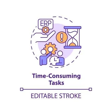 2D time consuming tasks line icon concept Illustrazione stock