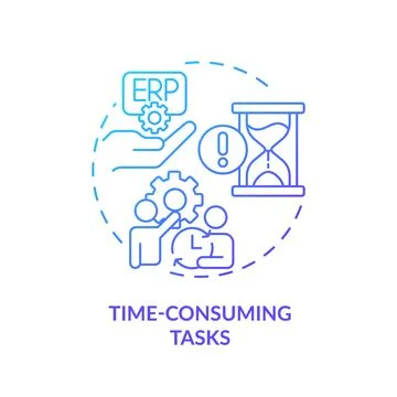 2D time consuming tasks line icon concept Illustrazione stock