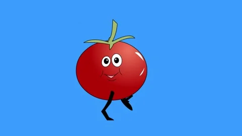 2d tomato Animated Character on blue screen Stock Footage 242740783