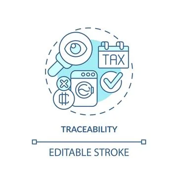 2D traceability blue line icon concept Stock Illustration