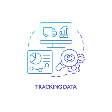 2D tracking data gradient line icon concept Stock Illustration