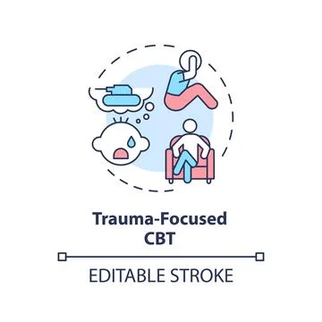 2D trauma focused CBT line icon concept Stock Illustration
