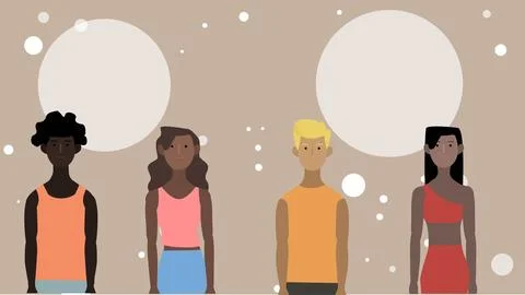 2D vector illustration of black people with different skin tone Stock Illustration