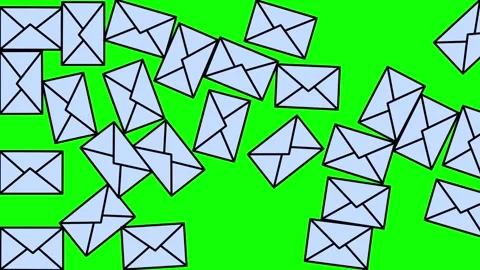2D Vertical animation of envelope email icons falling on green screen chroma key 動画素材 138610726