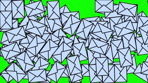 2D Vertical animation of envelope email icons falling on green screen chroma key Stock-Footage 139922333
