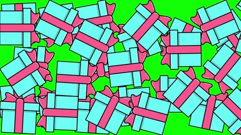 2D Vertical animation of falling gifts on a green chroma key background Stock-Footage 138610760