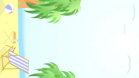 2d vertical loop animation of a beach on a tropical island with blank space for Stock-Footage 140034580