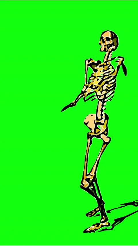 2d vertical video animation in comic style  of skeleton exercise karate - s.. Stock Footage 234508861