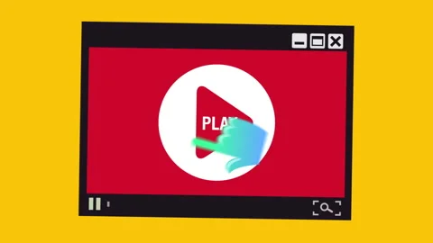 2D Video Play Button Click Animation 스톡 동영상 296441997