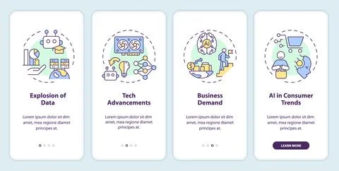 2D walkthrough AI engineer with line icons Stock Illustration