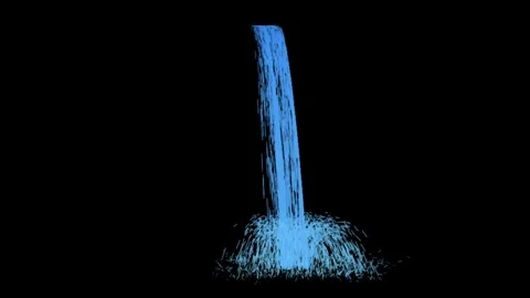 2D Waterfall Falling Animation on Black Background. Realistic Blue Water Stream Vídeos de archivo 334668558