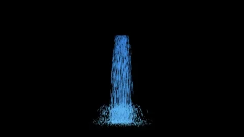 2D Waterfall Falling Animation on Black Background. Realistic Blue Water Stream Vídeos de archivo 334672775