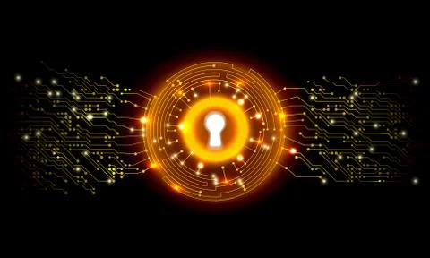 2D White Keyhole Cyber Security Tech Background Stock Illustration