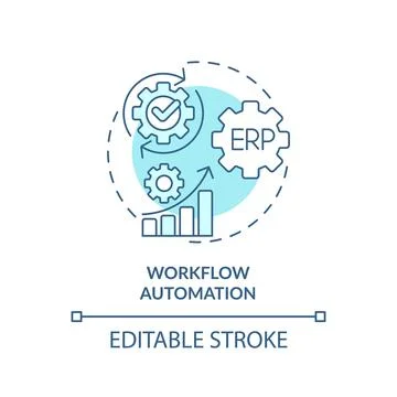 2D workflow automation blue icon concept Illustrazione stock