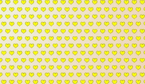 2d yellow pattern of cartoon hearts on isolated background Stock Illustration