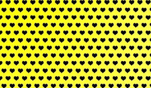 2d yellow pattern of cartoon hearts on isolated background Stock Illustration