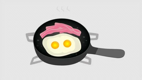 2d_animation_eggs_bacon_frying_loop Stock Footage 341976382